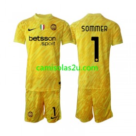 Camisolas de futebol Inter de Milão Yann Sommer 1 Guarda Redes Criança Equipamento Alternativa 2024/25 Manga Curta